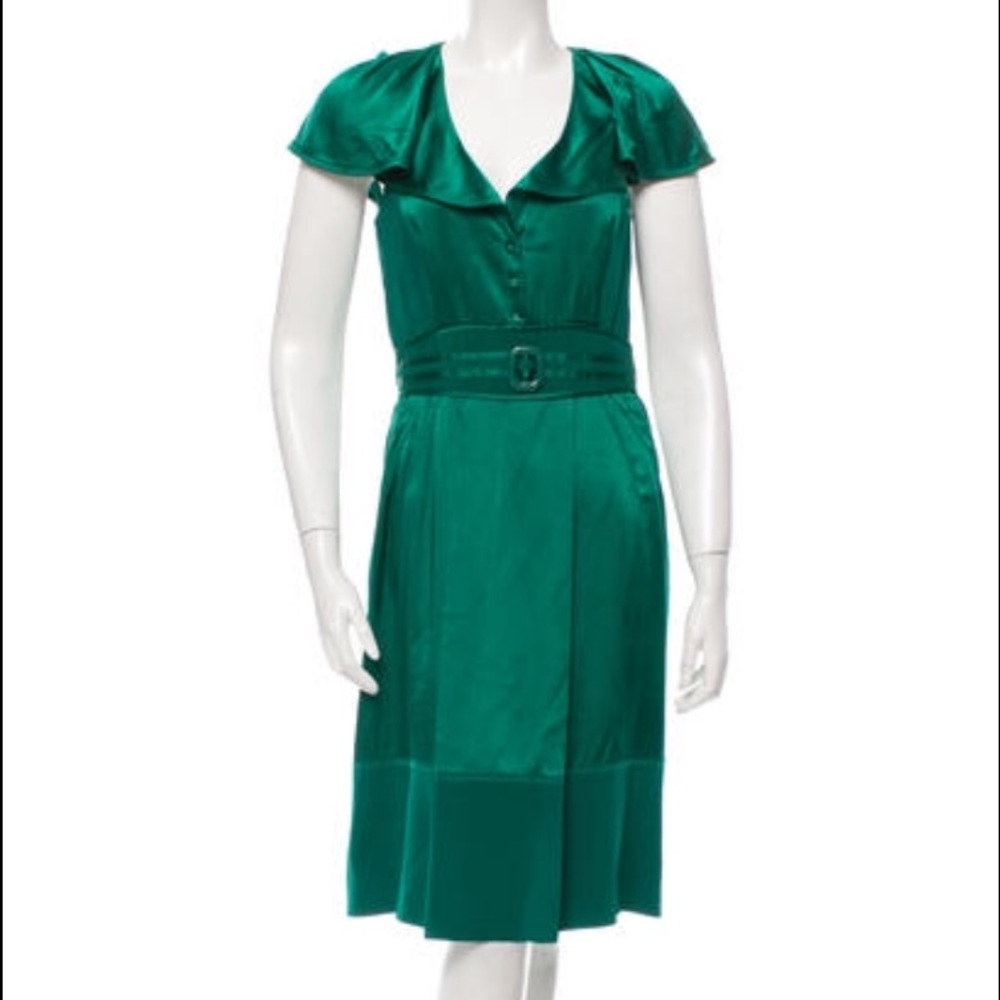 COPY - Zac Posen gorgeous emerald green silk dress